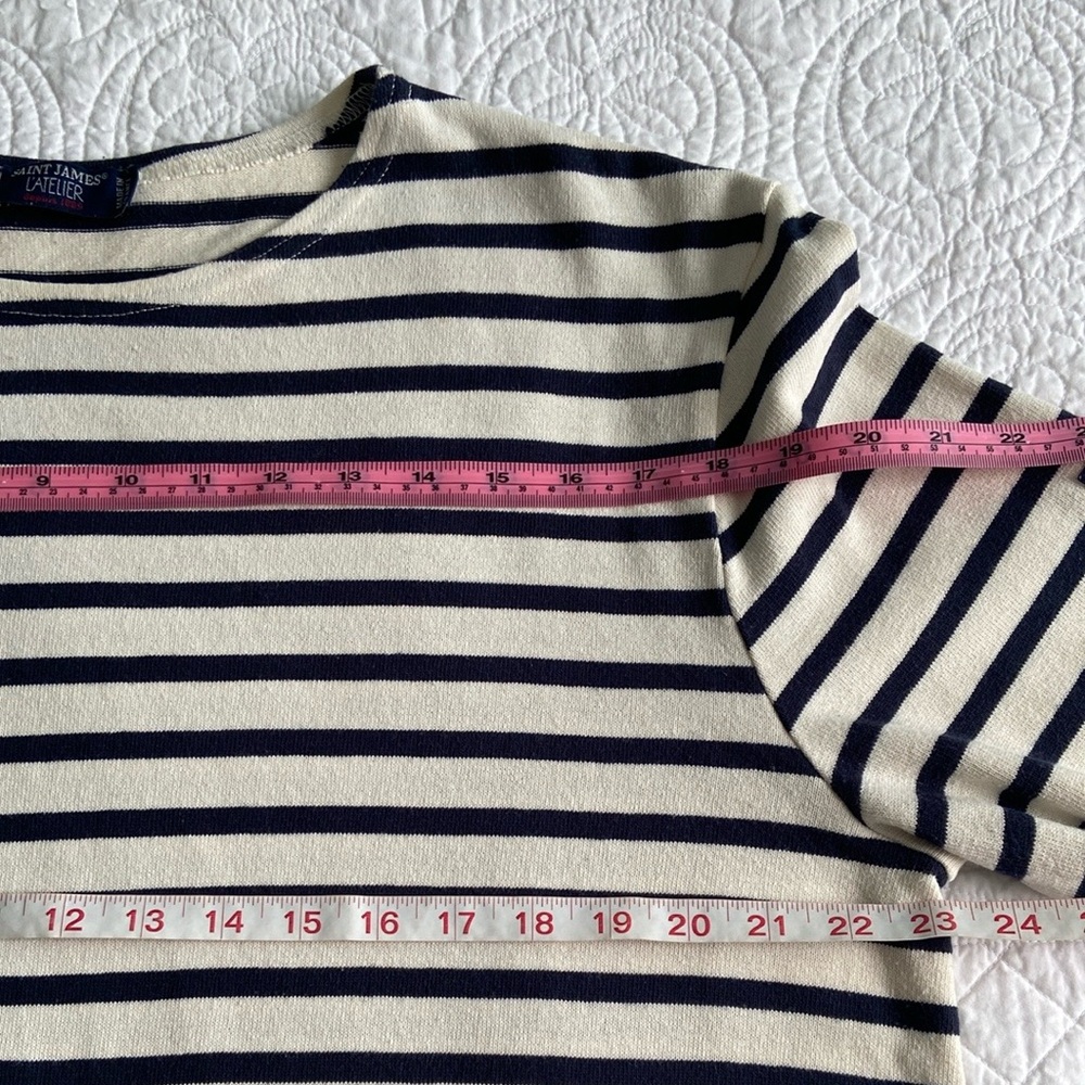 Saint James Breton Striped Top Boyfriend Meridien Modern Unisex Cream Navy XXL - Picture 9 of 17